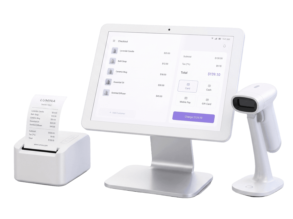 Zevoda POS terminal with receipt printer and barcode scanner